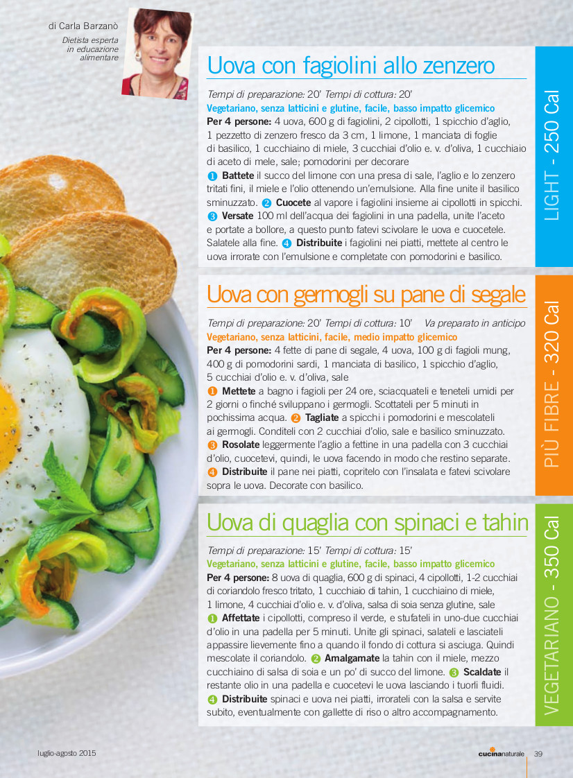 Le uova - Ricette equilibrate, ecologiche e gustose su Cucina Naturale, di Carla Barzanò